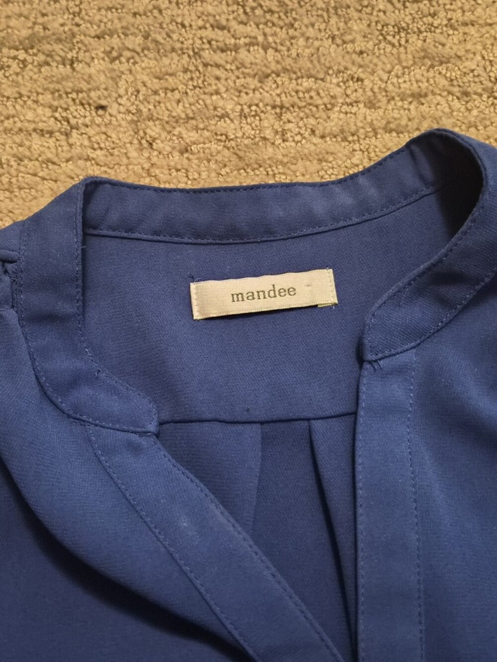 mandee Split V-Neck 3/4 Sleeve Blouse in Royal Blue - Picture 4 of 5